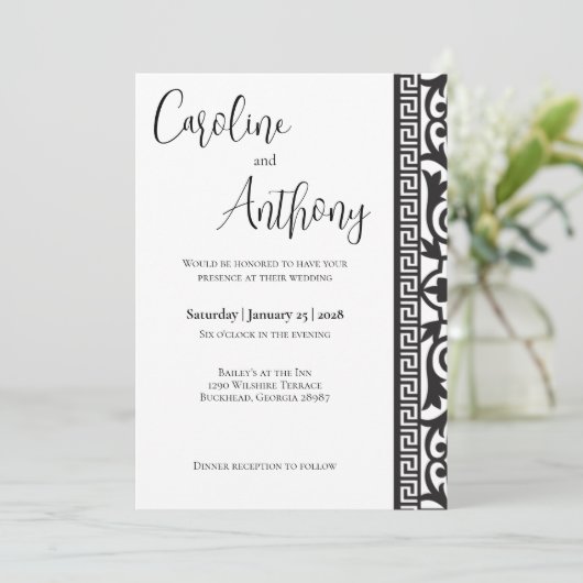 Modern Black and White Wedding Kaart (Staand voorkant)