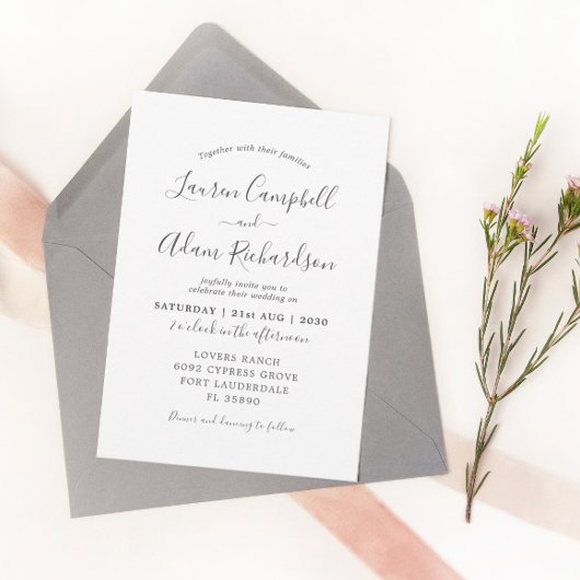 Modern Black and White Wedding Kaart