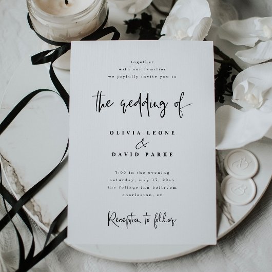 Modern Black and White Wedding Kaart