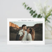 Modern Black and White Wedding Photo Bedankkaart (Staand voorkant)