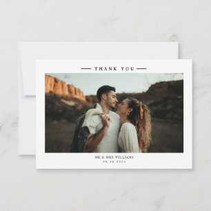 Modern Black and White Wedding Photo Bedankkaart