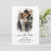 Modern Black and White Wedding Photo Save the Date (Staand voorkant)
