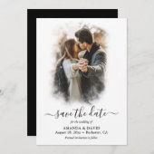 Modern Black and White Wedding Photo Save the Date (Voorkant / Achterkant)