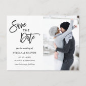 Modern Black and White Wedding Photo Save the Date Aankondigingskaart (Voorkant)