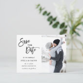 Modern Black and White Wedding Photo Save the Date Aankondigingskaart (Staand voorkant)