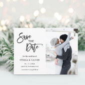 Modern Black and White Wedding Photo Save the Date Aankondigingskaart