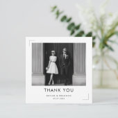 Modern Black and White Wedding Photo Square Bedankkaart (Staand voorkant)