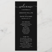 Modern Black and White Wedding Programme Programmakaart (Voorkant)