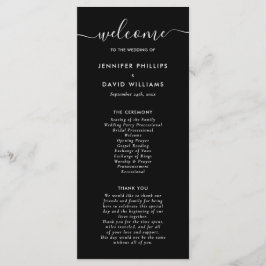 Modern Black and White Wedding Programme Programmakaart