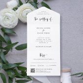 Modern Black and White | Wedding QR Code All In One Uitnodiging
