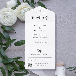 Modern Black and White | Wedding QR Code All In One Uitnodiging