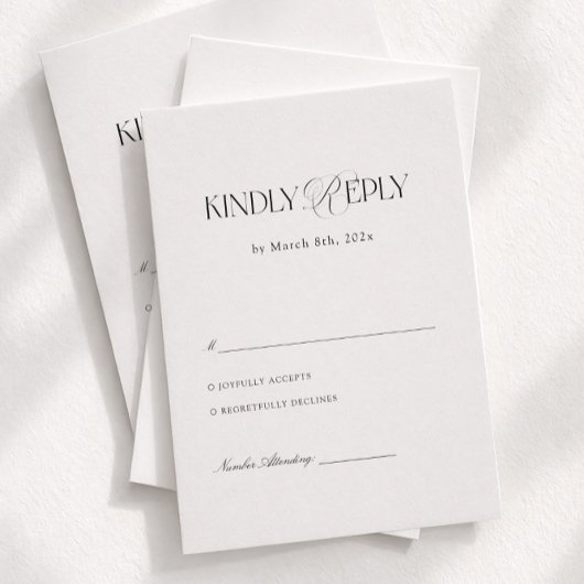 Modern Black and White Wedding Response Informatiekaartje
