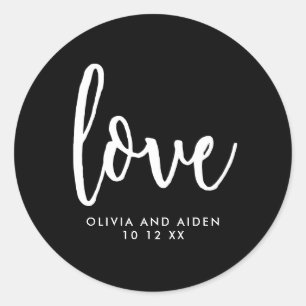 Modern Black and White Wedding Ronde Sticker