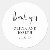 Modern Black and White Wedding Ronde Sticker (Voorkant)