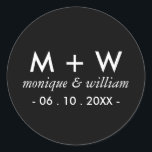 Modern Black and White Wedding Ronde Sticker<br><div class="desc">Eenvoudig. Modern. Elegant. Een opvallende bruiloft sticker,  in zwart-wit.</div>