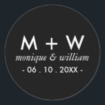 Modern Black and White Wedding Ronde Sticker<br><div class="desc">Eenvoudig. Modern. Elegant. Een opvallende bruiloft sticker,  in zwart-wit.</div>
