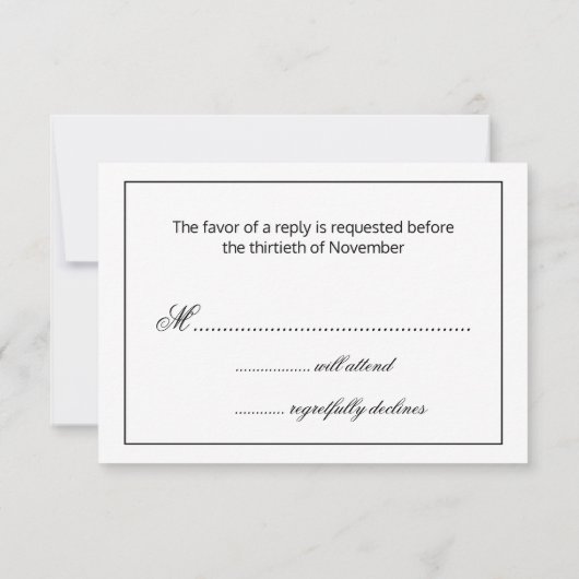 Modern Black and White Wedding RSVP (Achterkant)