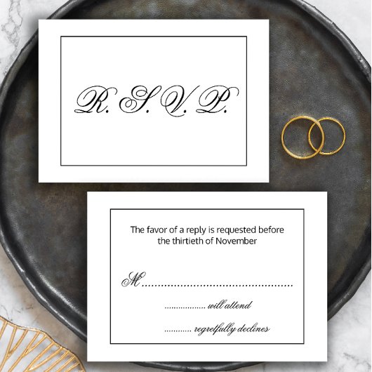 Modern Black and White Wedding RSVP