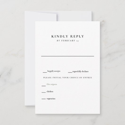 Modern Black and White Wedding RSVP (Voorkant)