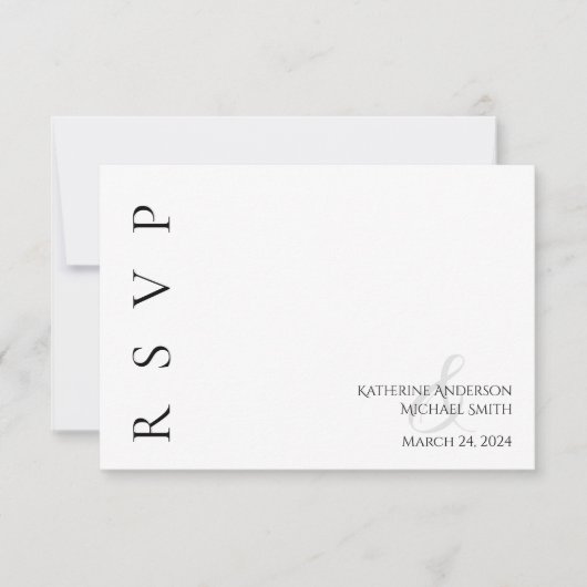 Modern Black and White Wedding RSVP Kaartje (Voorkant)