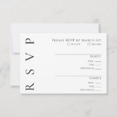 Modern Black and White Wedding RSVP Kaartje (Achterkant)