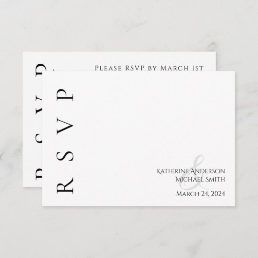 Modern Black and White Wedding RSVP Kaartje (Voorkant / Achterkant)