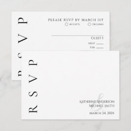 Modern Black and White Wedding RSVP Kaartje