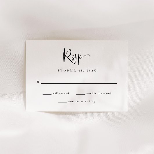 Modern Black and White Wedding RSVP Kaartje