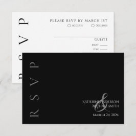 Modern Black and White Wedding RSVP Kaartje