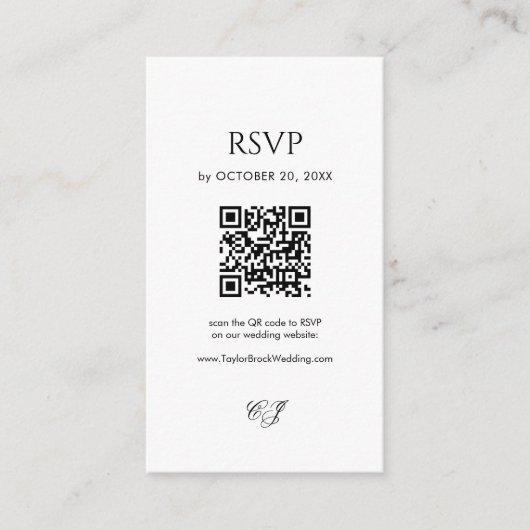 Modern Black and White Wedding RSVP Qr Code Informatiekaartje (Voorkant)