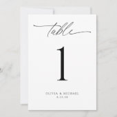 Modern Black and White Wedding Table Number Cards Kaart (Voorkant)