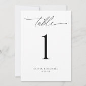 Modern Black and White Wedding Table Number Cards Kaart (Achterkant)