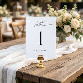 Modern Black and White Wedding Table Number Cards Kaart