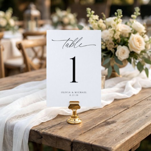 Modern Black and White Wedding Table Number Cards Kaart