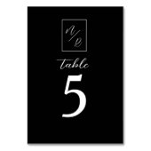 Modern Black and White Wedding Table Number Kaart (Achterkant)