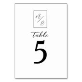 Modern Black and White Wedding Table Number Kaart (Voorkant)