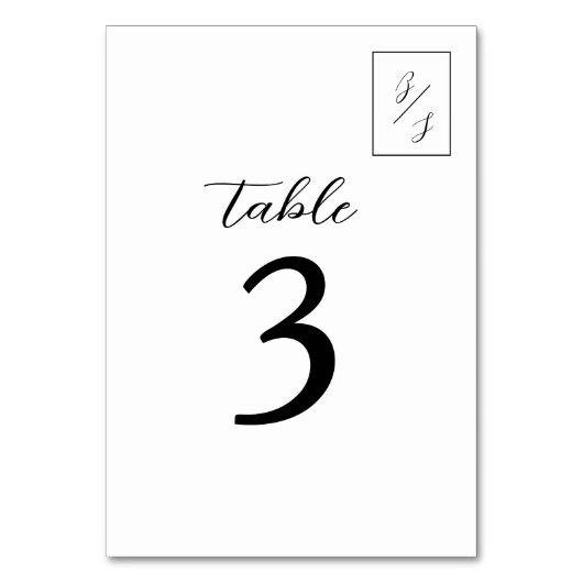 Modern Black and White Wedding Table Number Kaart (Achterkant)