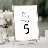 Modern Black and White Wedding Table Number Kaart