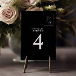 Modern Black and White Wedding Table Number Kaart