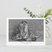 Modern Black and White Wedding Thank You Card Bedankkaart (Staand voorkant)
