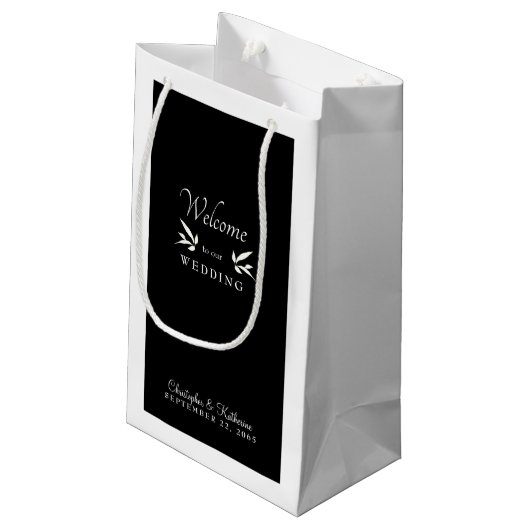 Modern Black and White Wedding Welcome Favor Klein Cadeauzakje (Achterkant Gekanteld)