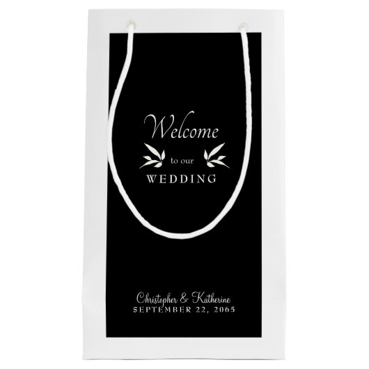 Modern Black and White Wedding Welcome Favor Klein Cadeauzakje (Voorkant)