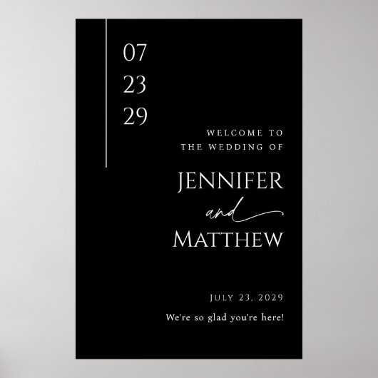 Modern Black and White Wedding Welcome Poster (Voorkant)