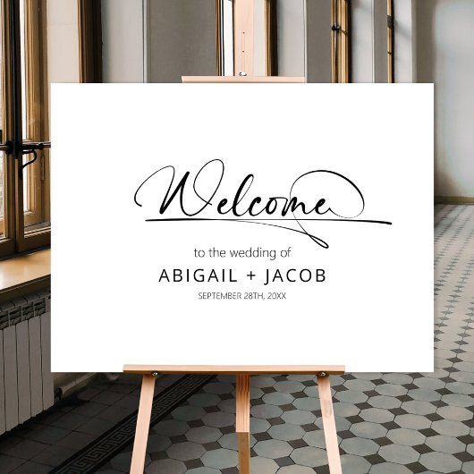 Modern Black and White Wedding Welcome Sign Poster