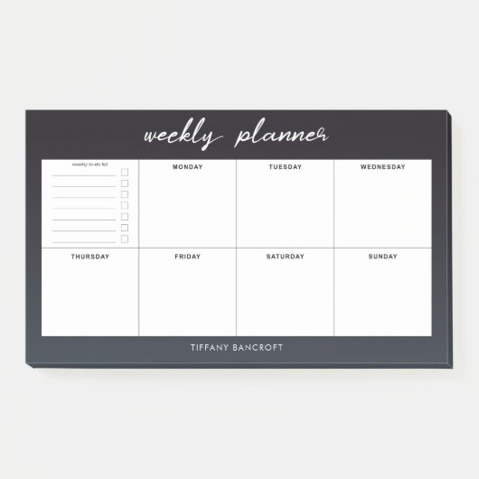 Modern Black and White Weekly Planner Post-it® Notes (Voorkant)