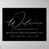 Modern Black and White Welcome Graduparty Poster (Voorkant)