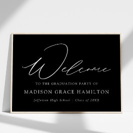 Modern Black and White Welcome Graduparty Poster