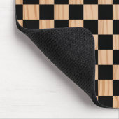 Modern Black and Wood Art Square Pattern Muismat (Hoek)