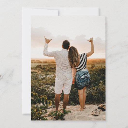 Modern Black | Antiek goudminimalistisch huwelijk Kaart (Achterkant)