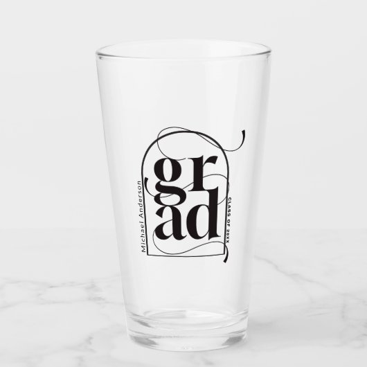 Modern Black Arch Bold Afstuderen Drink Glas (Voorkant)